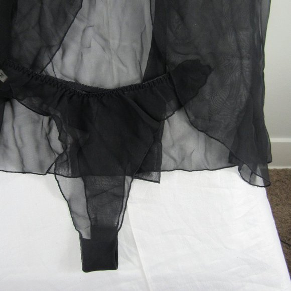Robe and Thong Sleepwear Black - Picture 6 of 10
